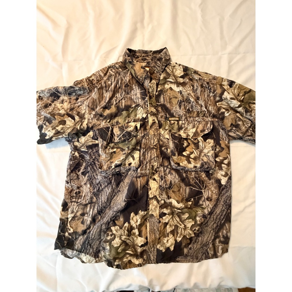 Remington Mossy Oak Break-Up Camo Hunting Shirt Mens XL Nylon Short Sleeve